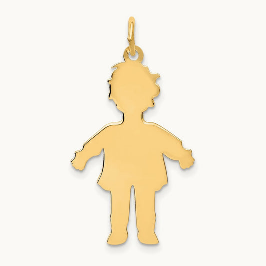 Plain Polished Large Boy Charm, 14K
