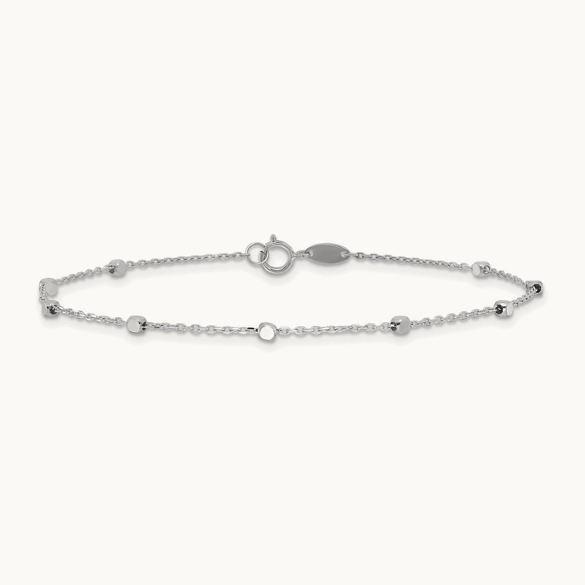 Polished Cube Stations Bracelet — 14K White Gold
