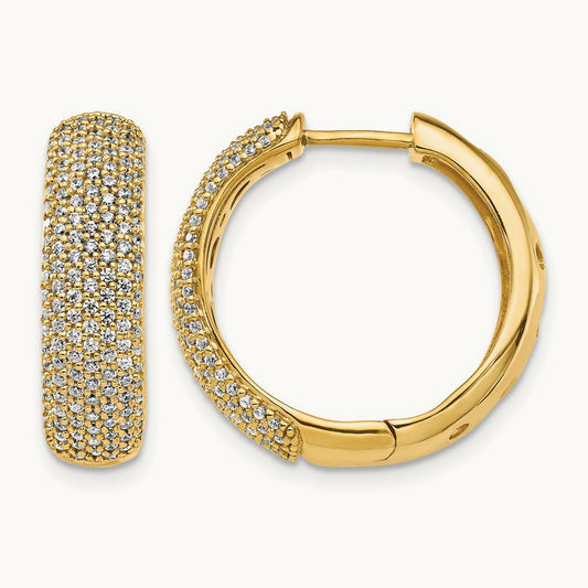 Diamond Hinged Hoop Earrings, 14K