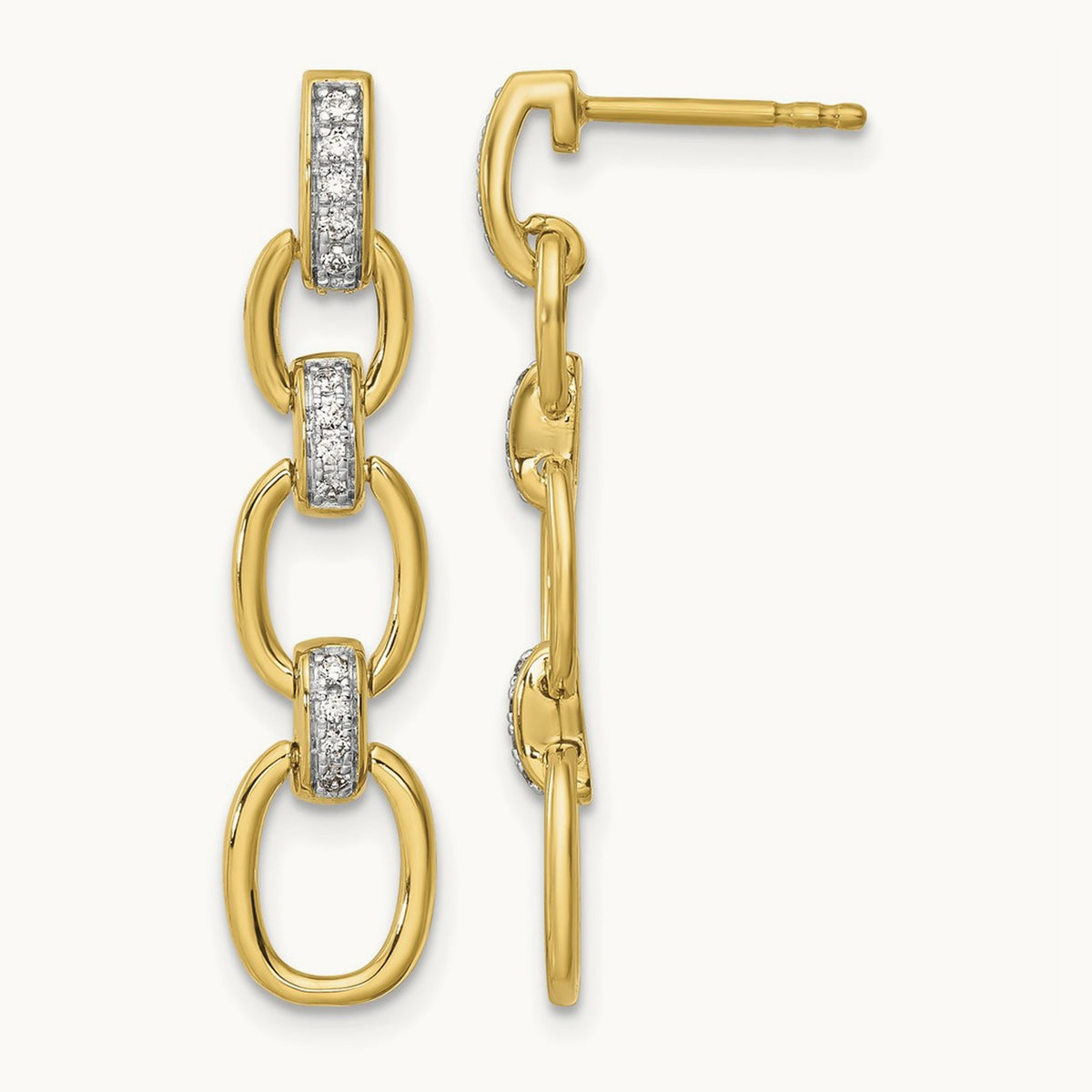 Fashion Dangle Link Post Earrings, 0.15 ct tw Lab-Grown Diamond