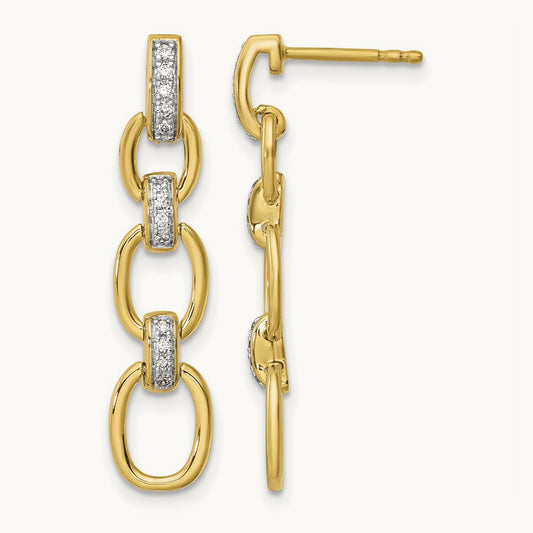 Fashion Dangle Link Post Earrings, 0.15 ct tw Lab-Grown Diamond