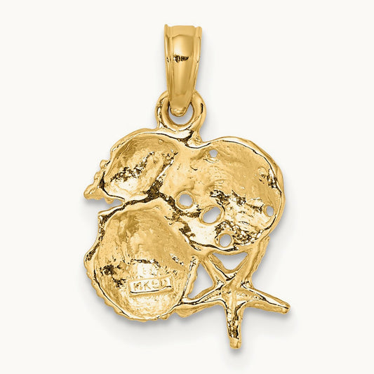 Four Shell Cluster Charm, 14K