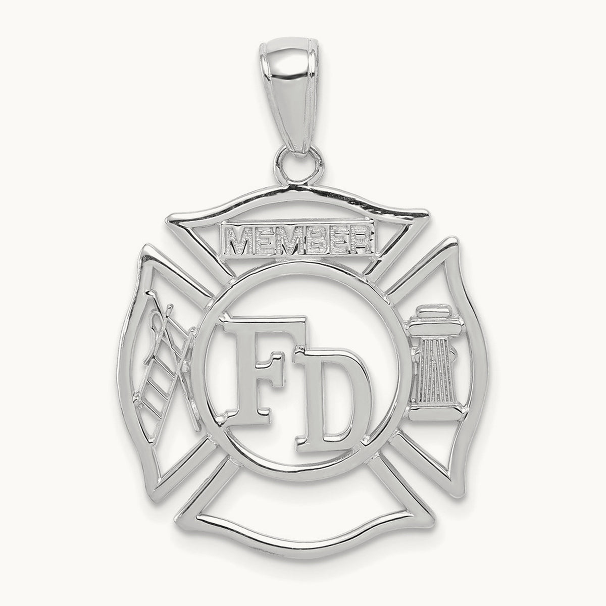 FD MEMBER in Shield Pendant — 14K White Gold