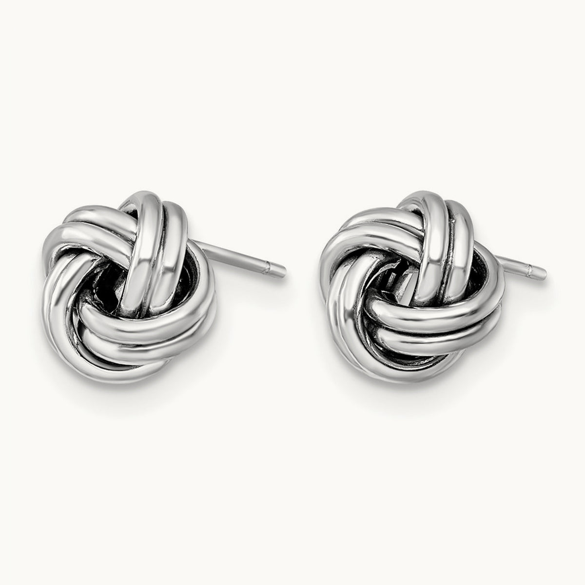 Plating Polished Love Knot Post Earrings, 14K with White Rhodium — Leslie's