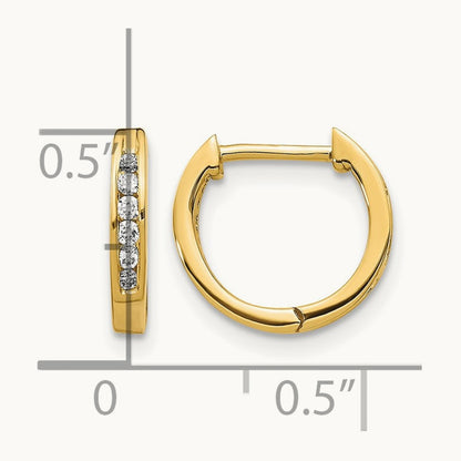 Polished Diamond Hinged Hoop Earrings — 14K Yellow Gold