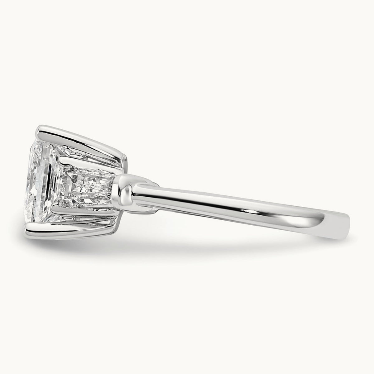 Princess & Baguette Engagement Ring — 14K White Gold, 3 1/5 ct, 7