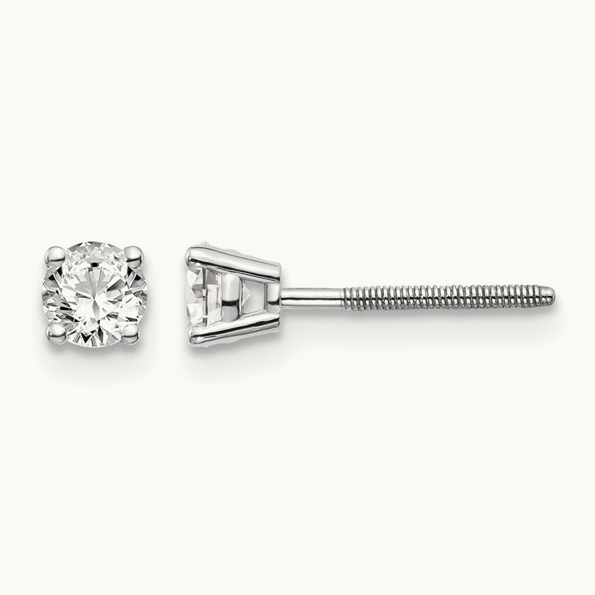 Round Diamond Stud Earrings — 14K White Gold, 0.44 ct tw