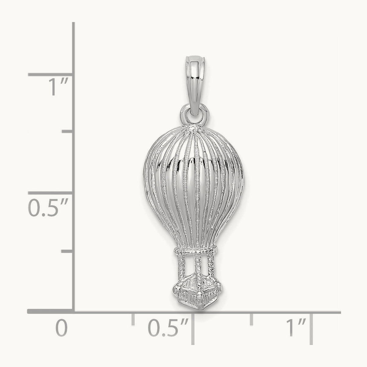 Polished Hot Air Ballon Charm — 14K White Gold