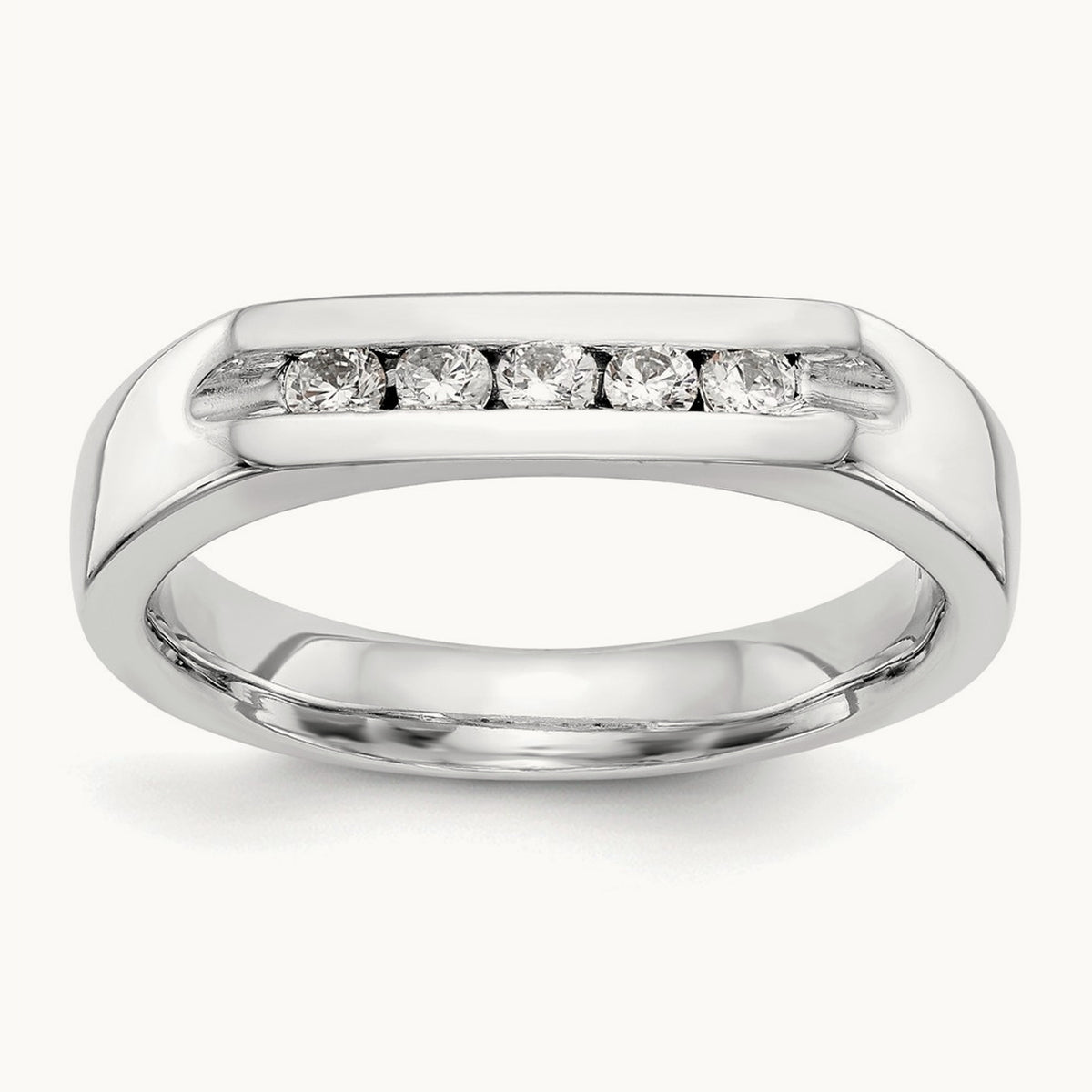 5-Stone Diamond Channel Band, 14K White Gold