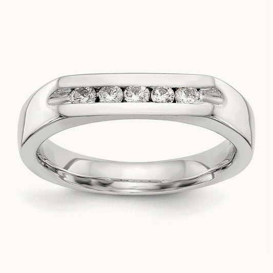 5-Stone Diamond Channel Band, 14K White Gold