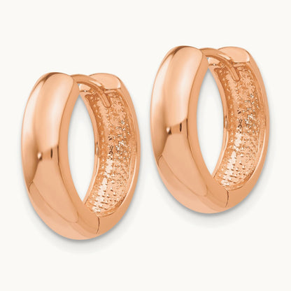 Round Hinged Hoop Earrings, 14K Rose Gold