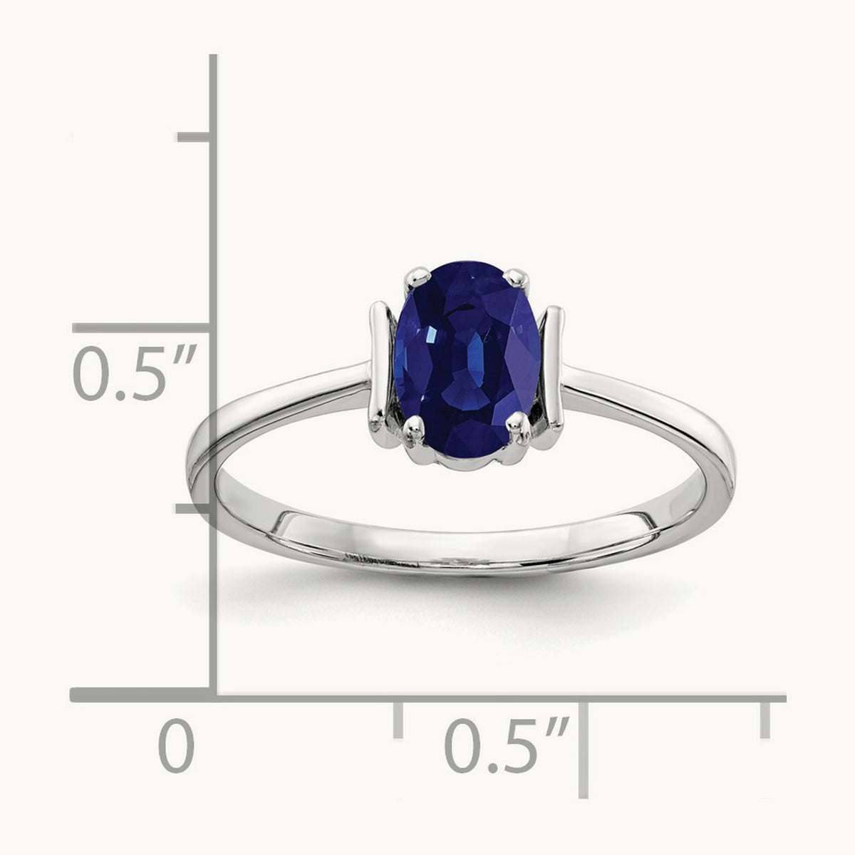 7x5mm Oval Sapphire ring, 14K White Gold