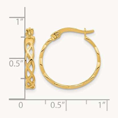 Polished Intertwined Filigree Hoop Earrings — 14K Yellow Gold