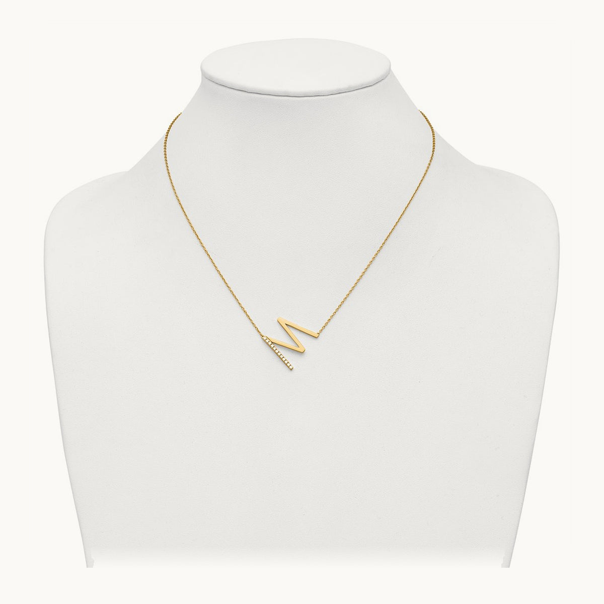Sideways Diamond Necklace — 14K Yellow Gold, M