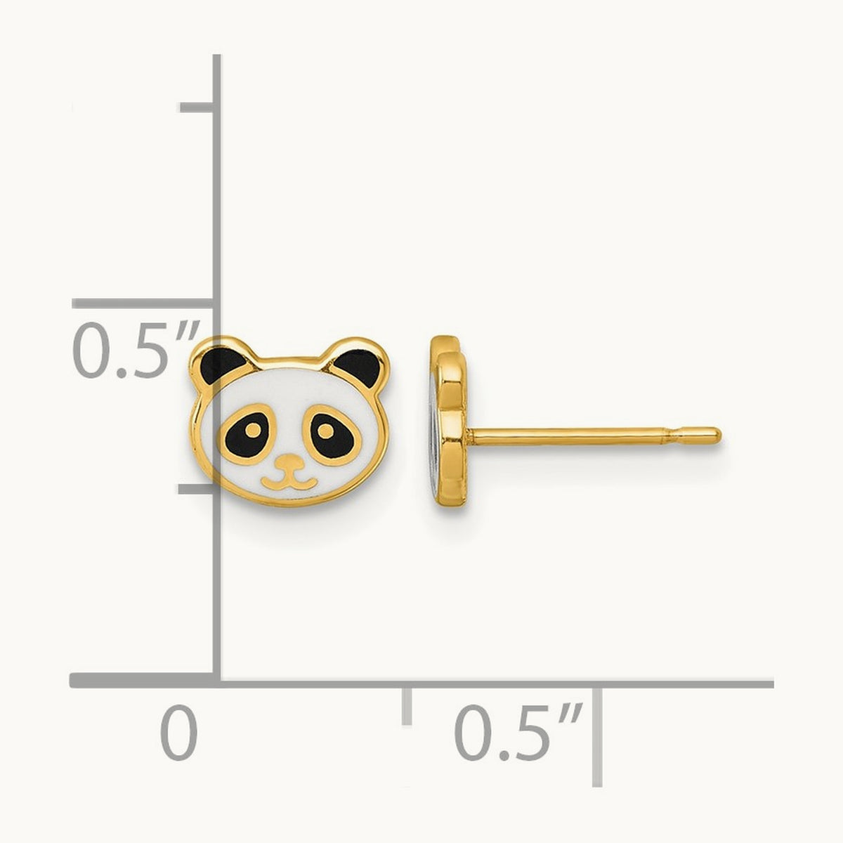 Madi K Polished Black & White Enameled Panda Post Earrings, 14K