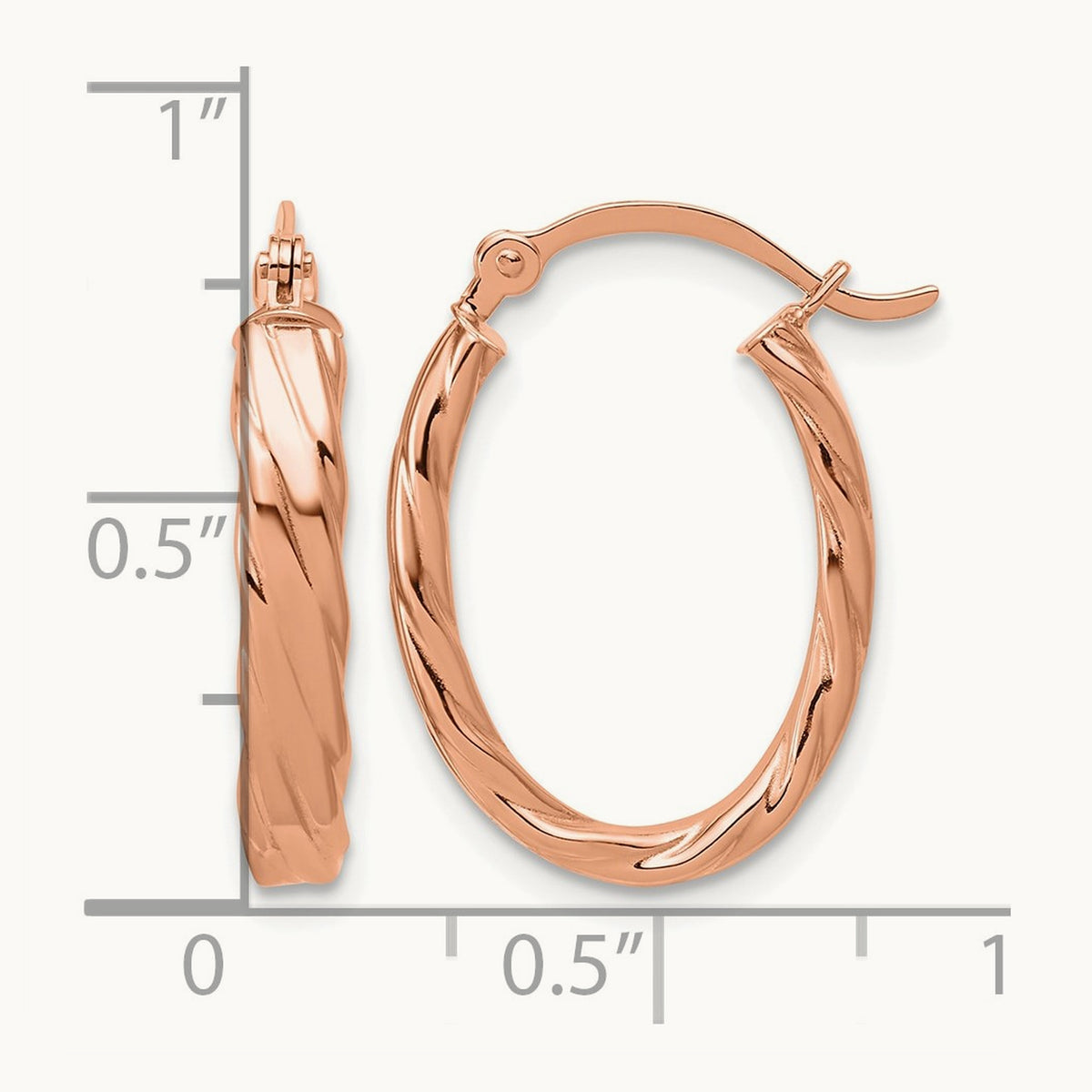 Patterned Oval Hoop Earrings — 14K Rose Gold