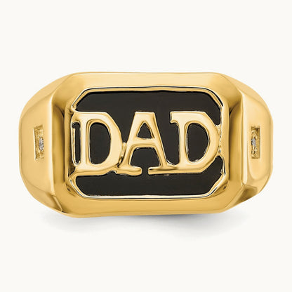 AA Diamond Men's Onyx Dad Ring, 14K