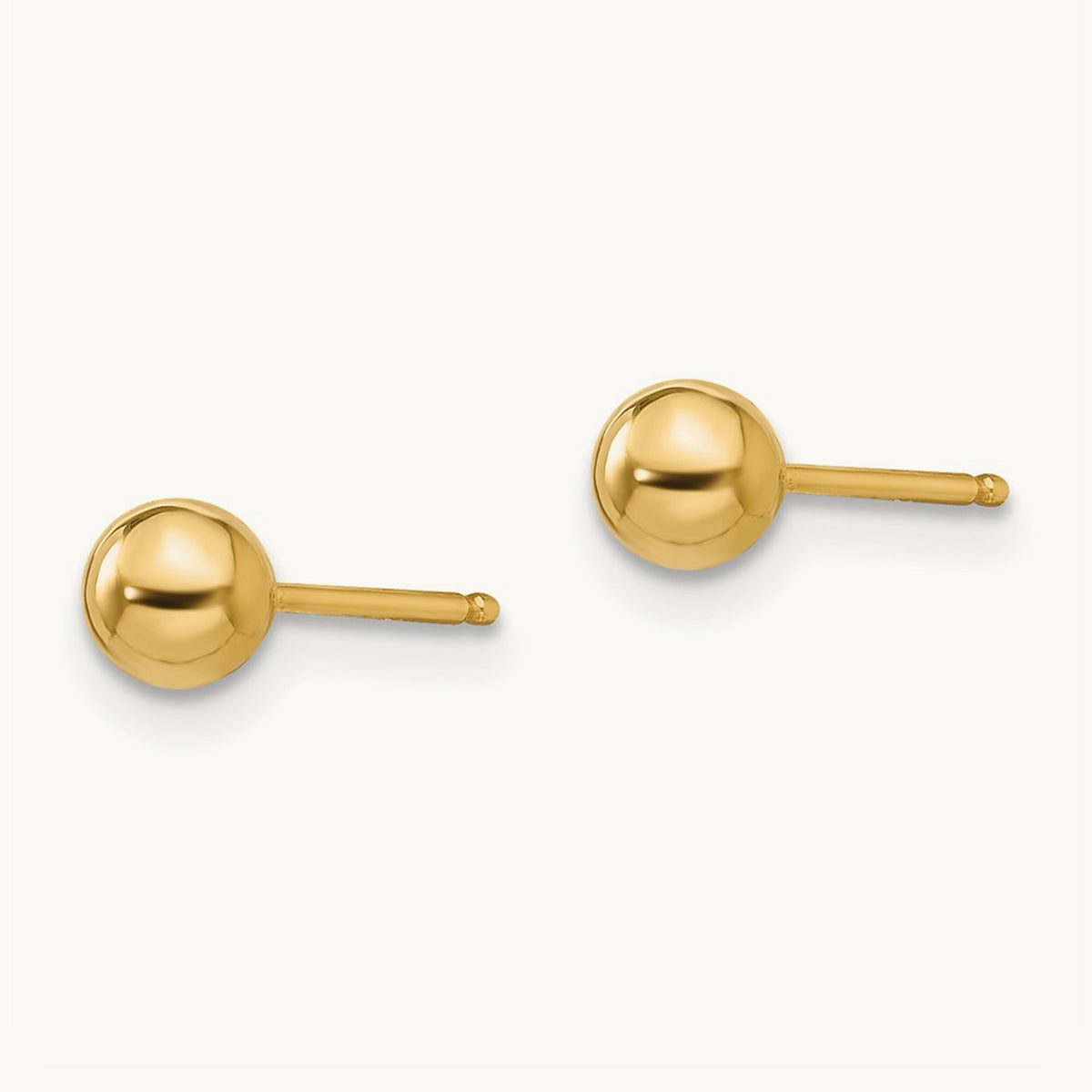 Polished Ball Post Earrings — 14K Yellow Gold, 4mm