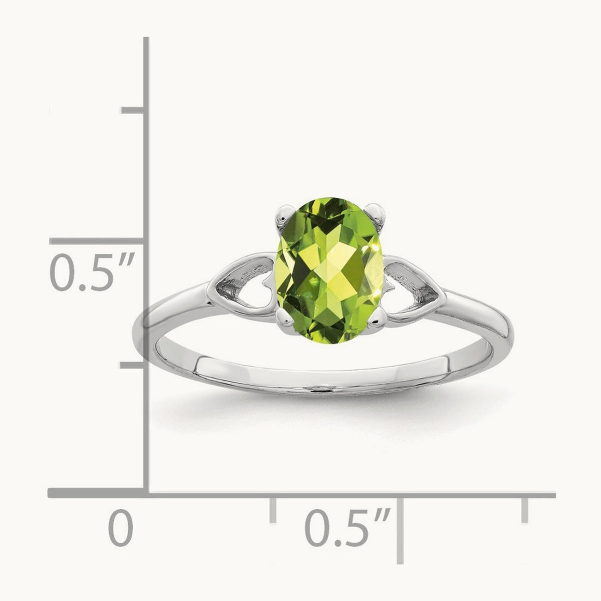 7x5mm Oval Peridot ring, 14K White Gold