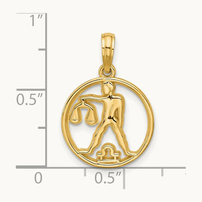 Polished Round Libra Pendant, 14K