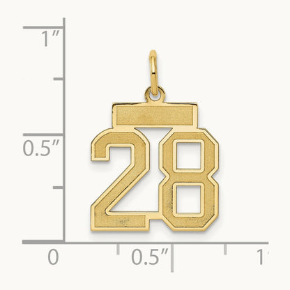 Small Satin Number 28 Charm — 14K Yellow Gold