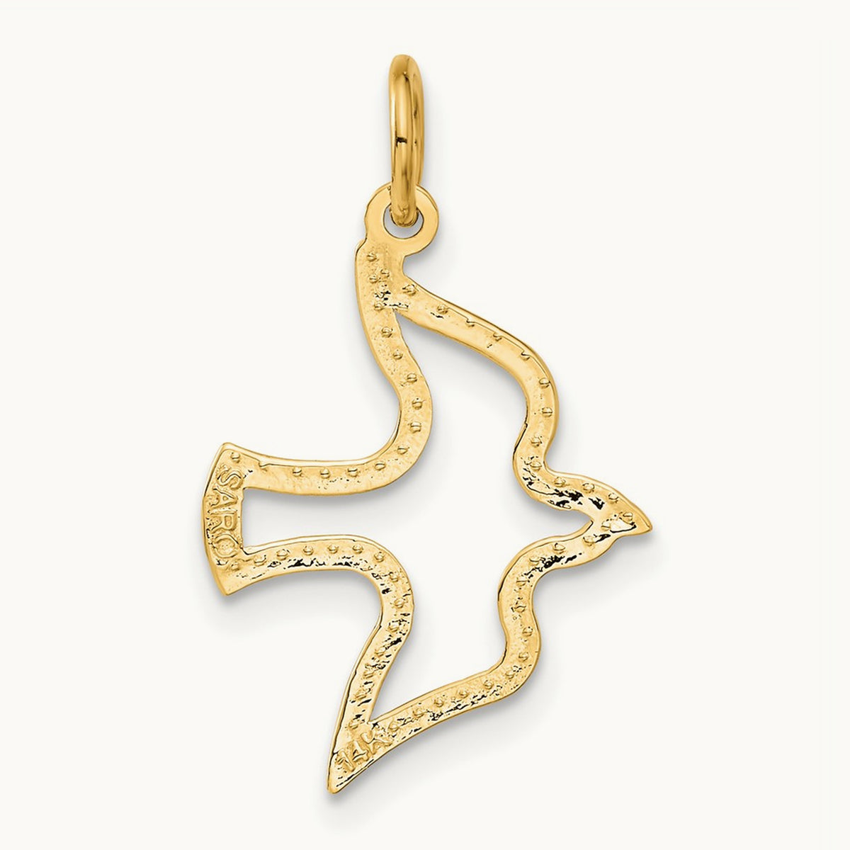 Satin and Diamond-Cut Dove Charm, 14K