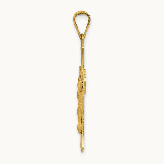 Polished Satin and D/C Crucifix Pendant, 14K