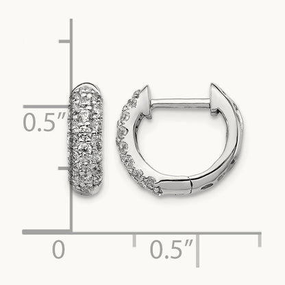 Diamond Hinged Hoop Earrings, 14K White Gold