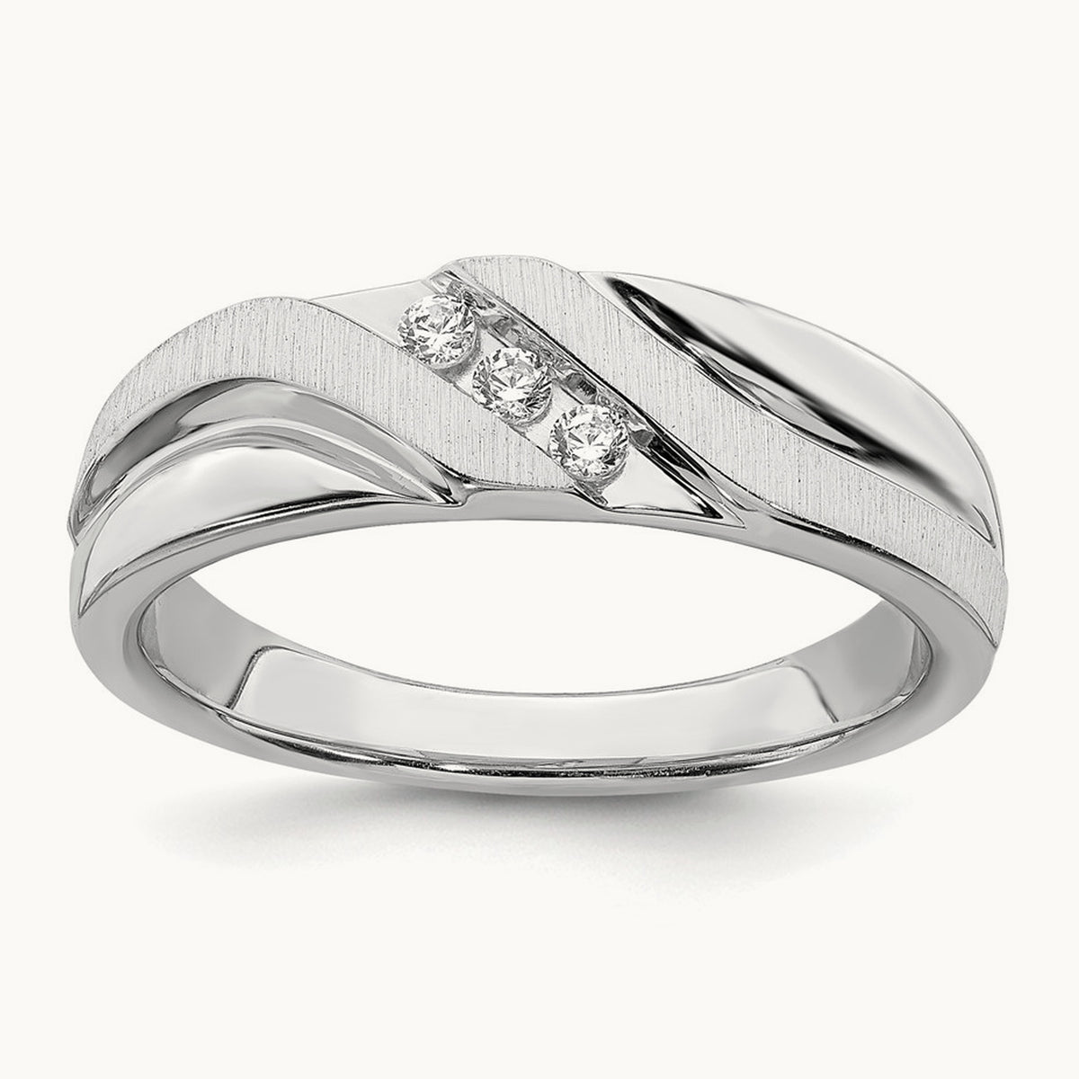 Men's Diamond Band, 14K White Gold
