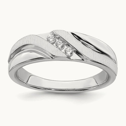 Men's Diamond Band, 14K White Gold
