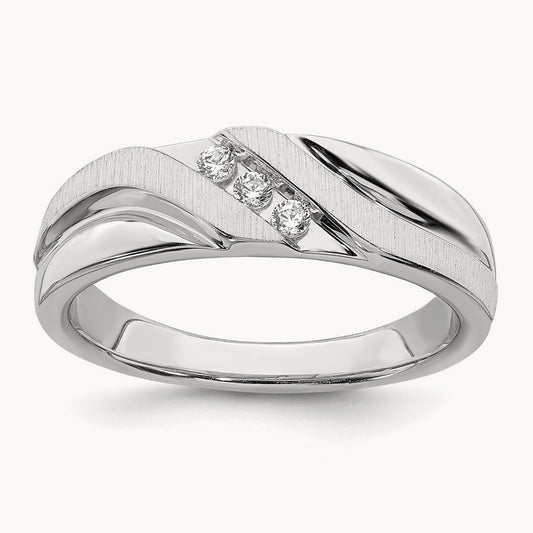 Men's Diamond Band, 14K White Gold