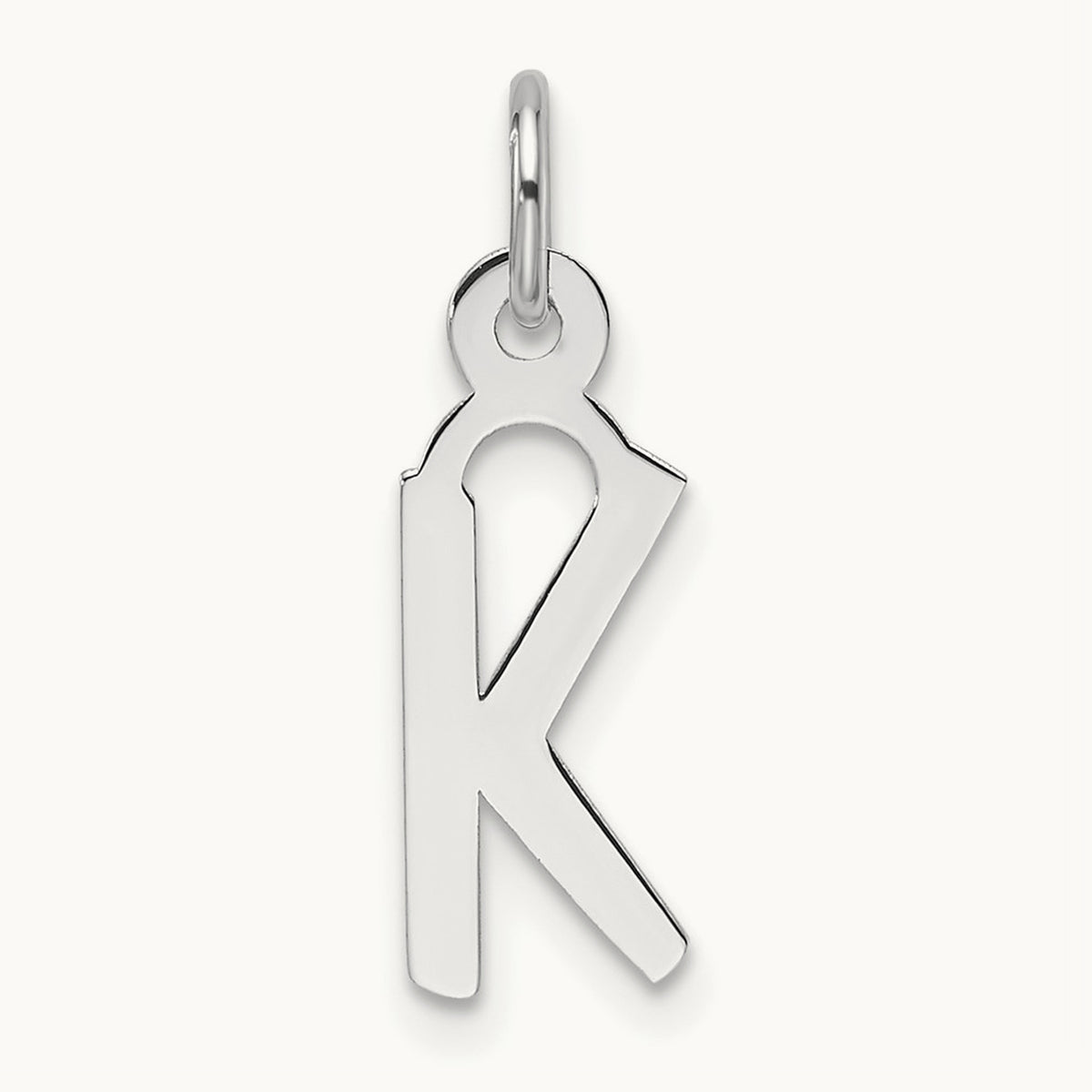 Slanted Block Initial Charm — 14K White Gold, K