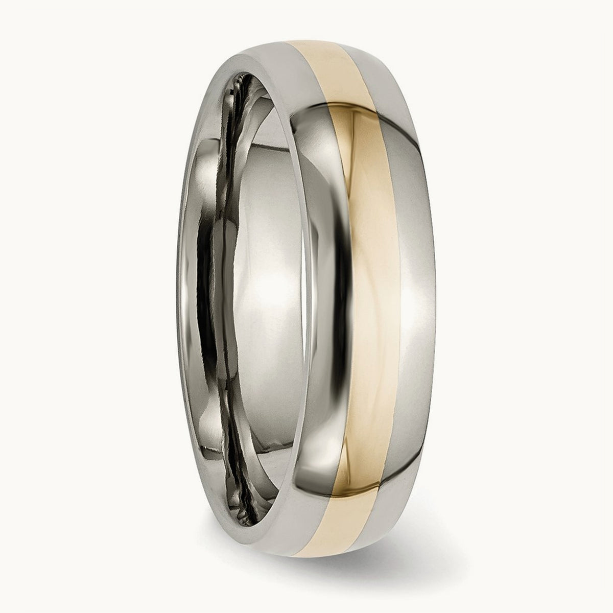 Polished w/ Inlay Band — 14K Two-Tone Gold, 6mm