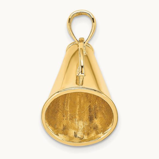 Solid Polished 3-D Large Megaphone Charm, 14K