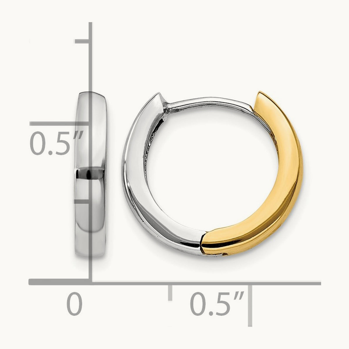 Round Hinged Hoop Earrings, 14K Two-tone