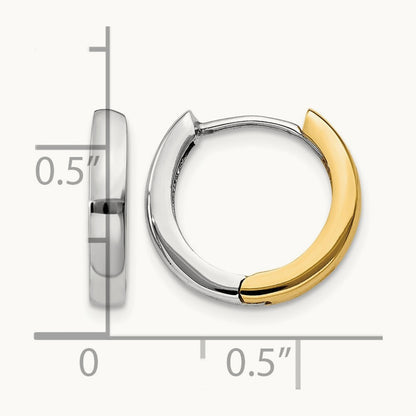Round Hinged Hoop Earrings, 14K Two-tone
