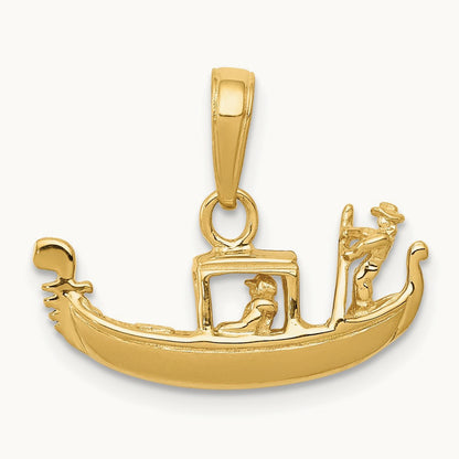 Solid Polished 3-D Gondola Pendant, 14K