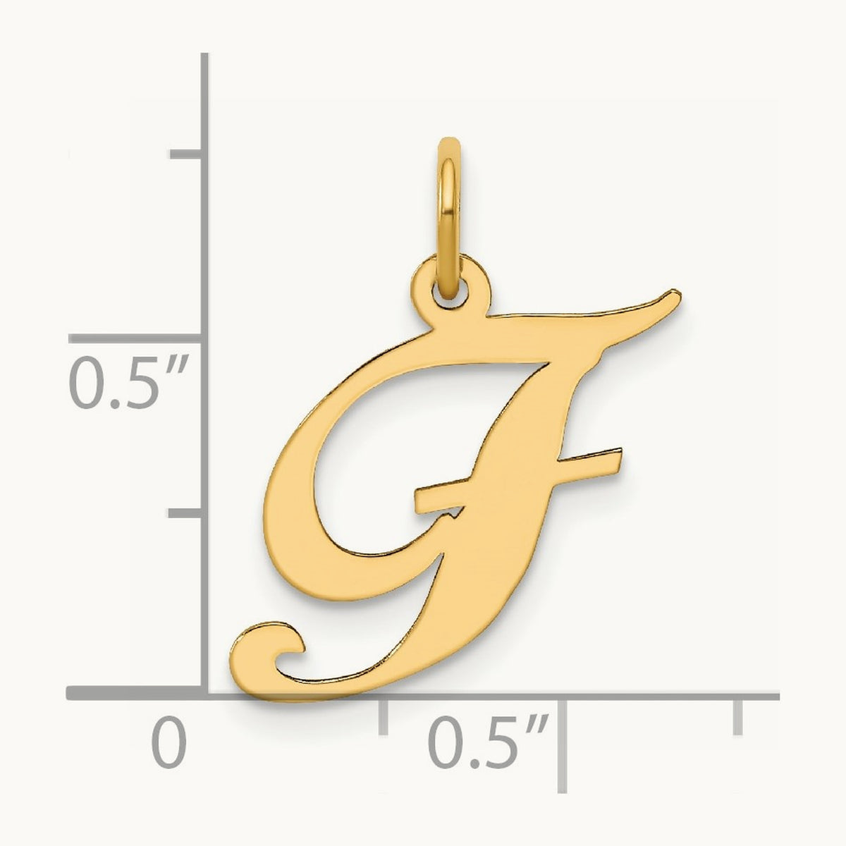 Medium Fancy Script Initial Charm — 14K Yellow Gold, F