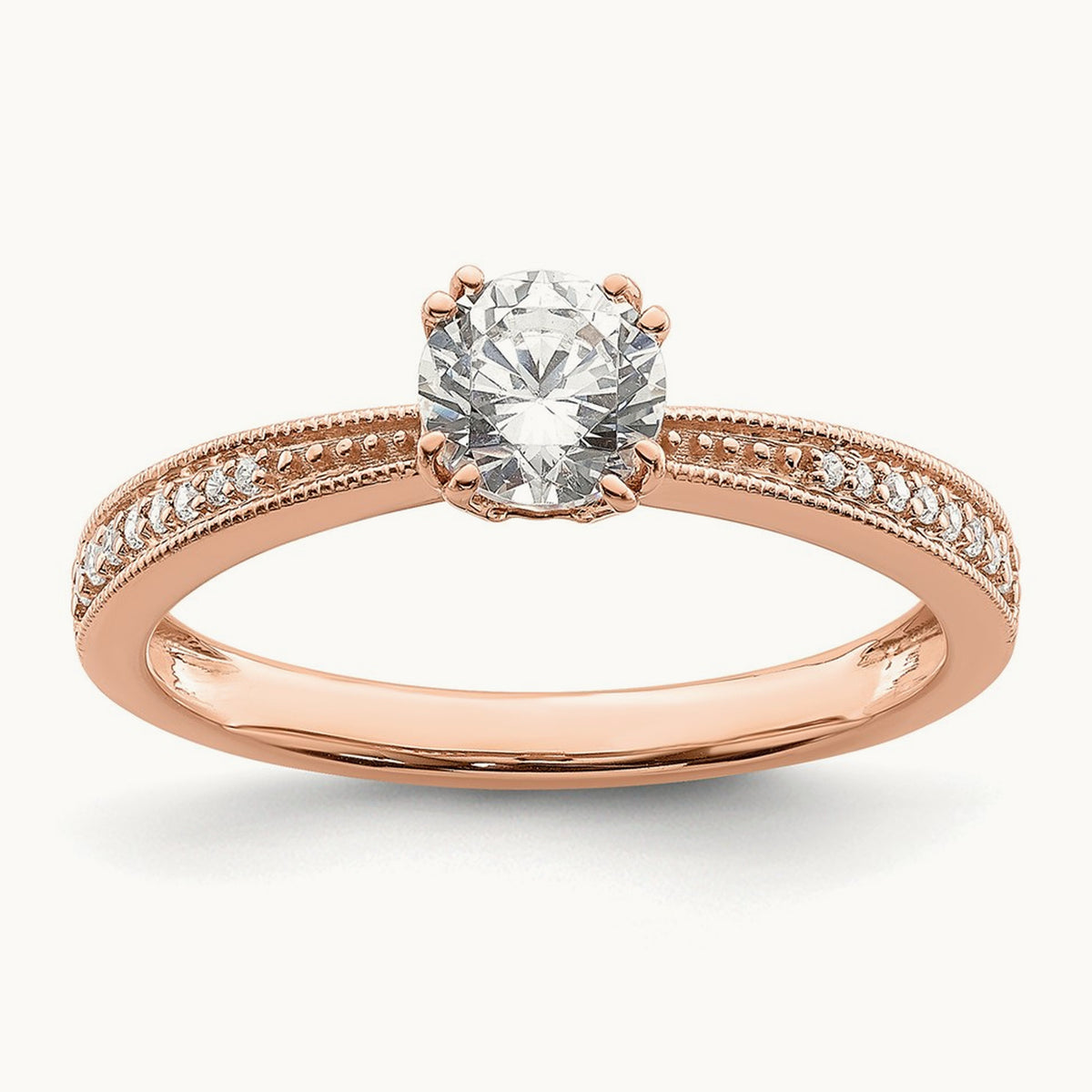 1/2ct Round Semi-Mount Engagement Dia Ring, 14K Rose Gold