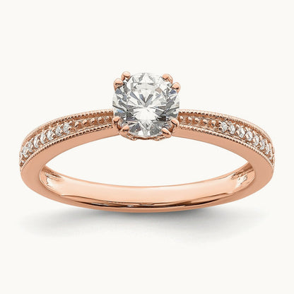 1/2ct Round Semi-Mount Engagement Dia Ring, 14K Rose Gold