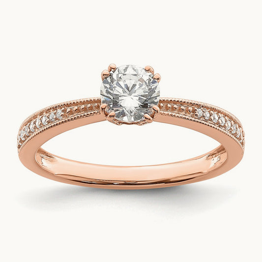 1/2ct Round Semi-Mount Engagement Dia Ring, 14K Rose Gold