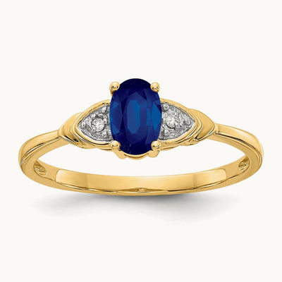 Sapphire and Diamond Ring — 14K Yellow Gold, 7