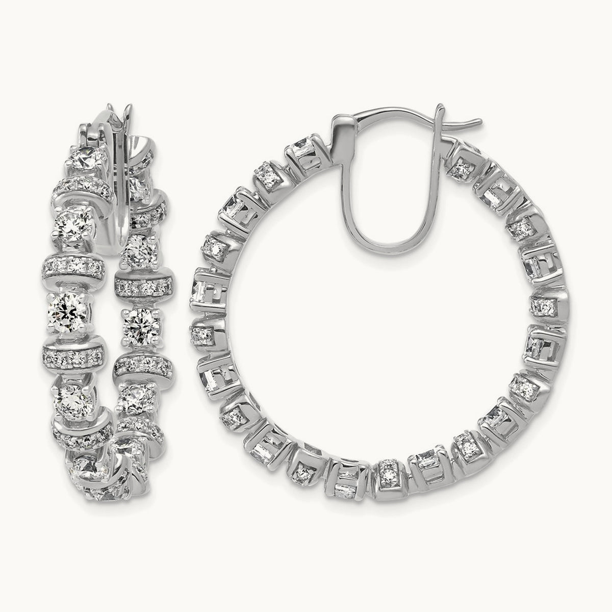 Fashion Hoop Earrings, 4.00 ct tw Lab-Grown Diamond — 14K White Gold
