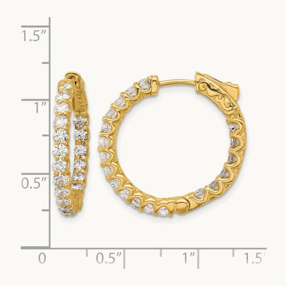 1.55ct. 38- In/Out Hoop w/ Safety Clasp Earrings, 2.5mm, 14K