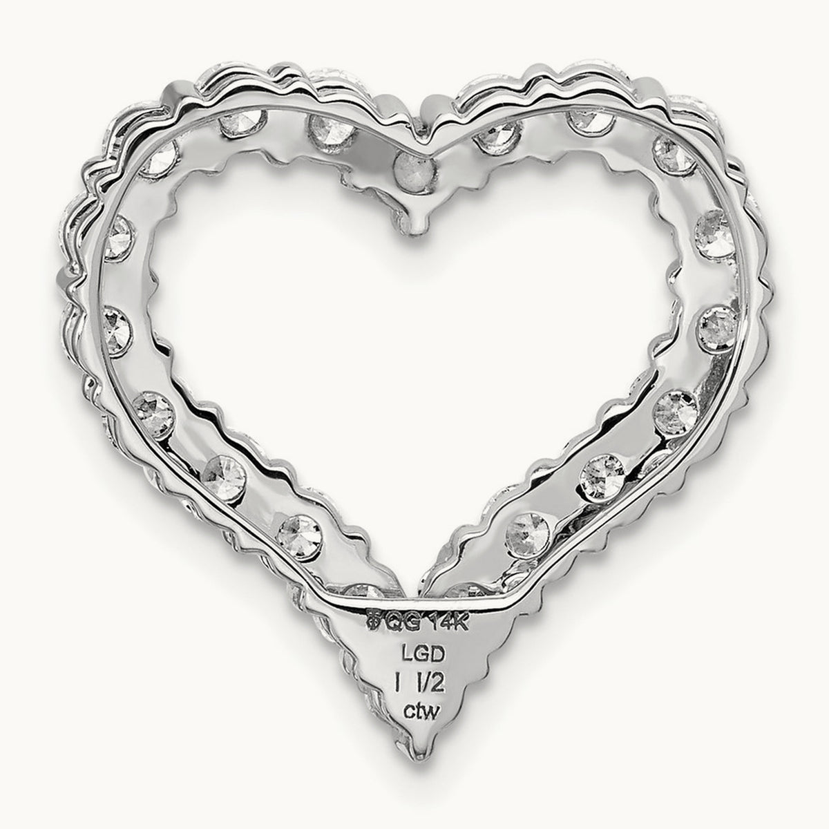 Heart Chain Slide, 1.50 ct tw Lab-Grown Diamond — 14K White Gold