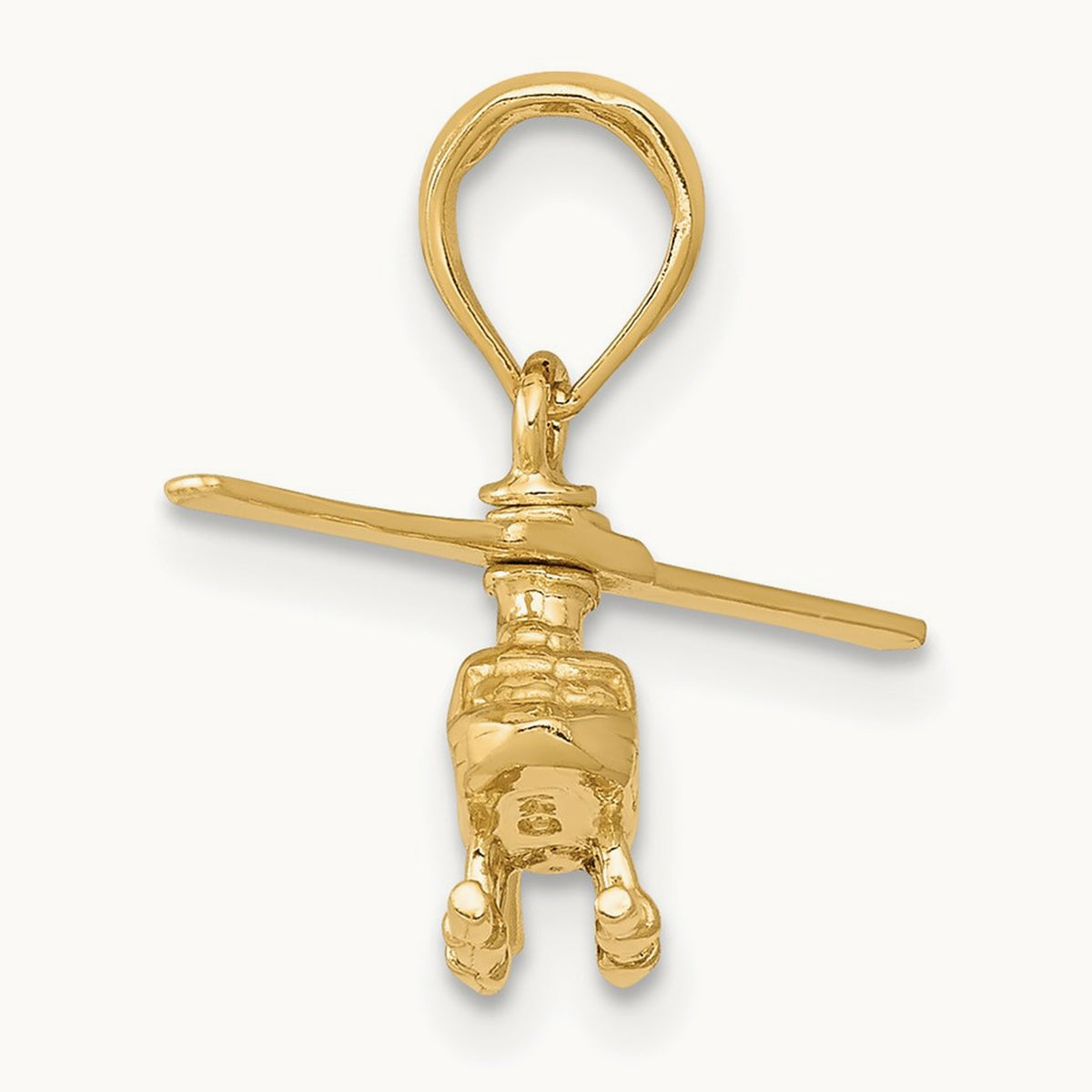 3-D Moveable Helicopter Pendant, 14K