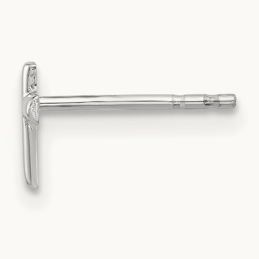 Single 14K White Gold Polished Cross Post Earring