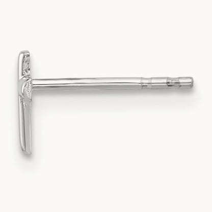 Single 14K White Gold Polished Cross Post Earring