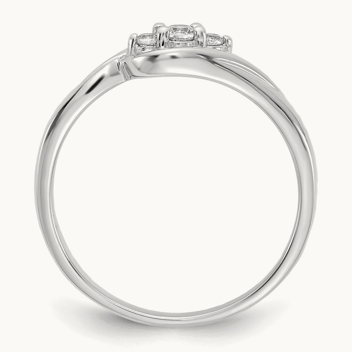 3-stone Diamond Ring — 14K White Gold, 7