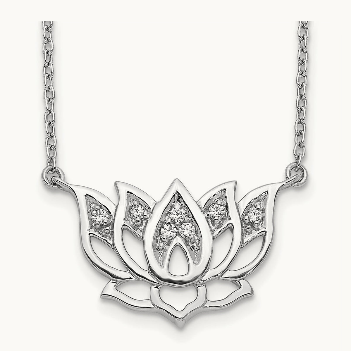 Lotus Flower Necklace, 0.05 ct tw Lab-Grown Diamond